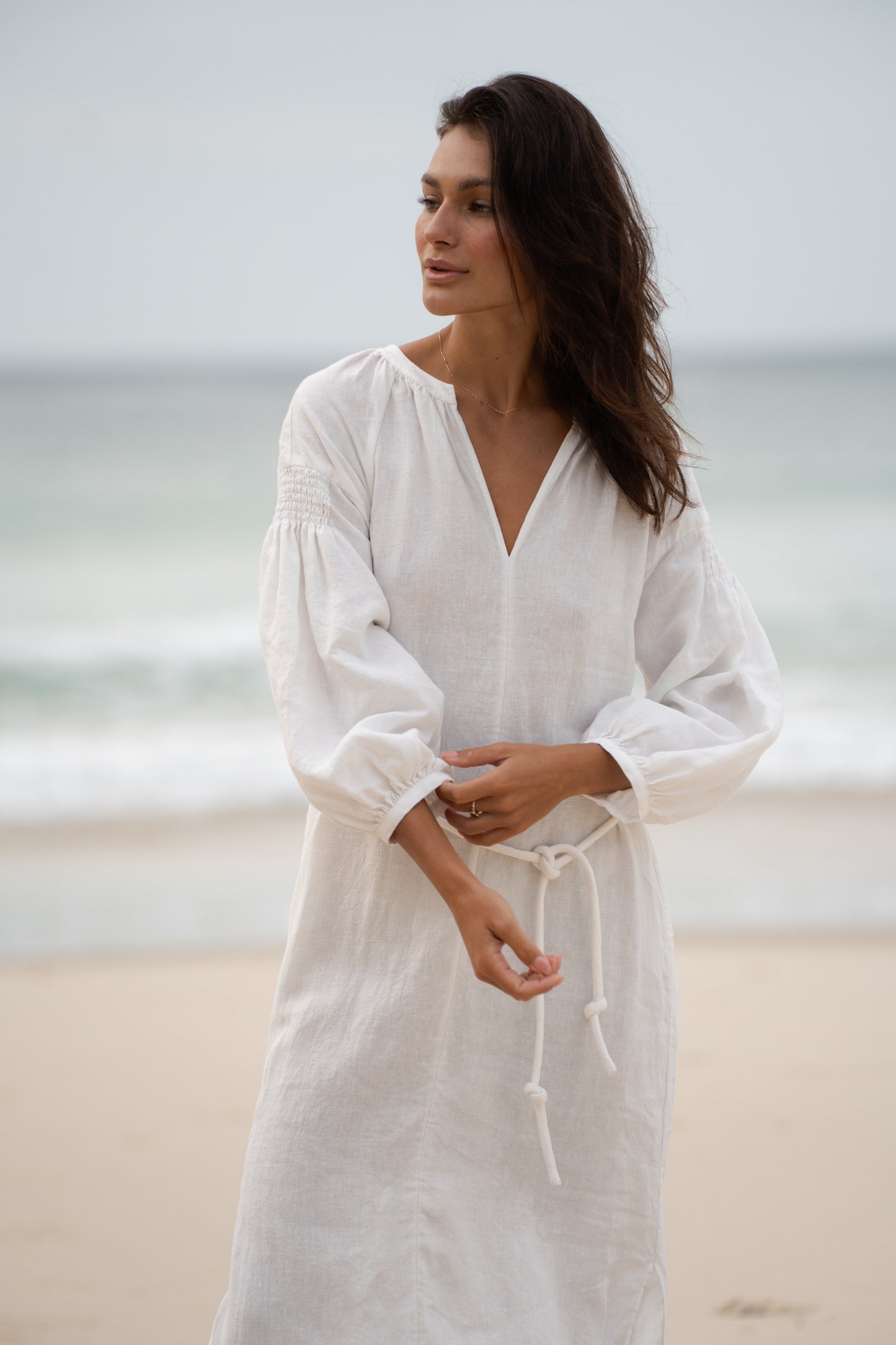 SKYLAR IVORY LINEN DRESS