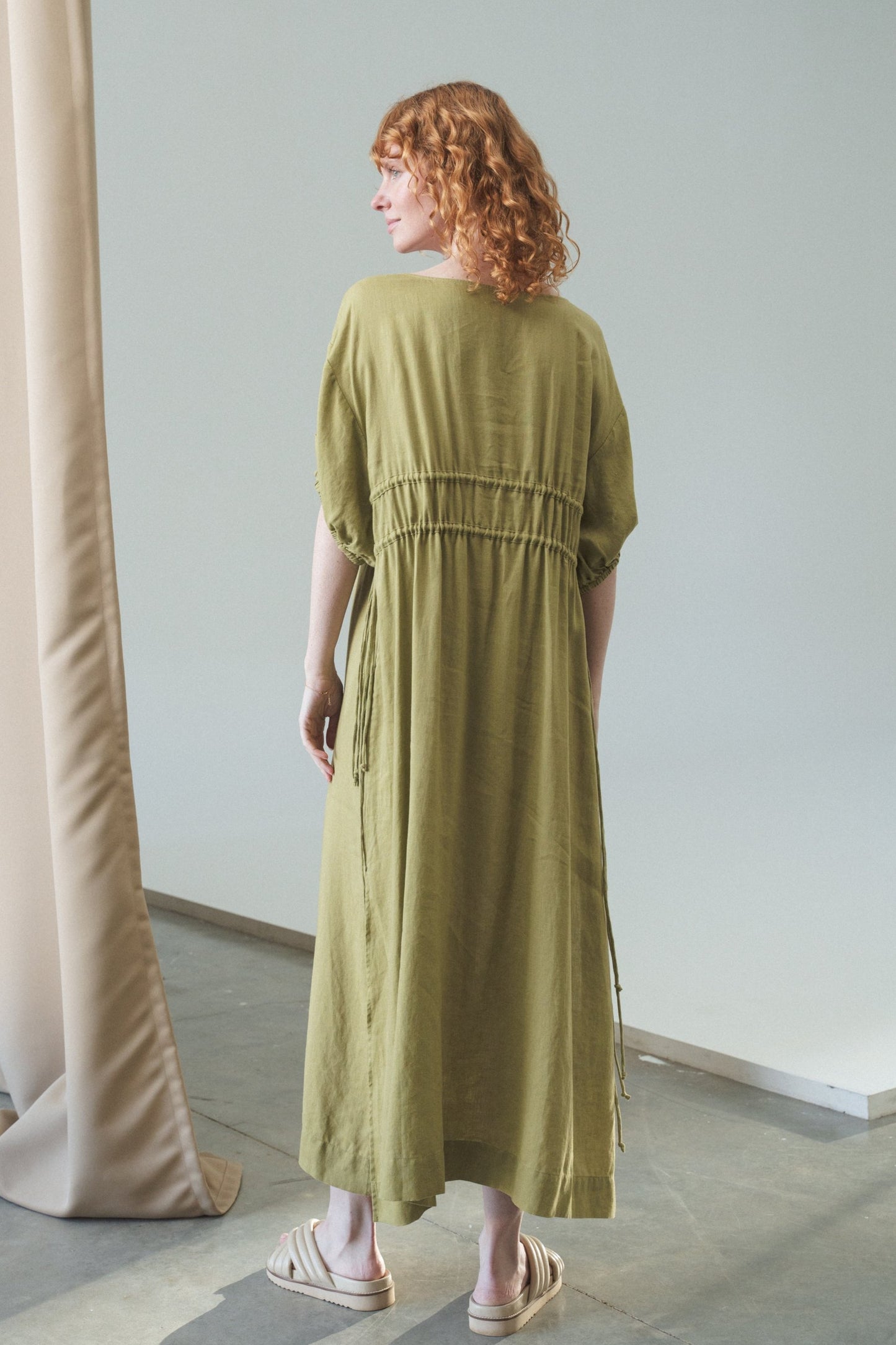 VALERIE OLIVE LINEN DRESS