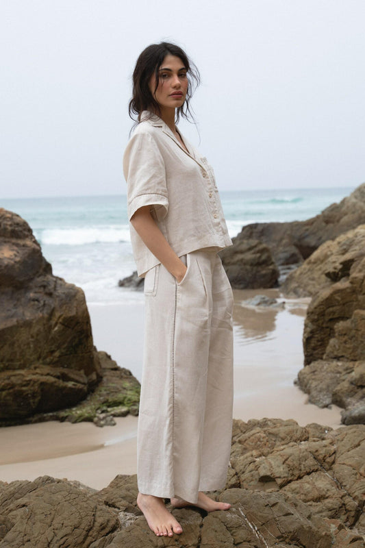 RIKA CHALK LINEN PANTS