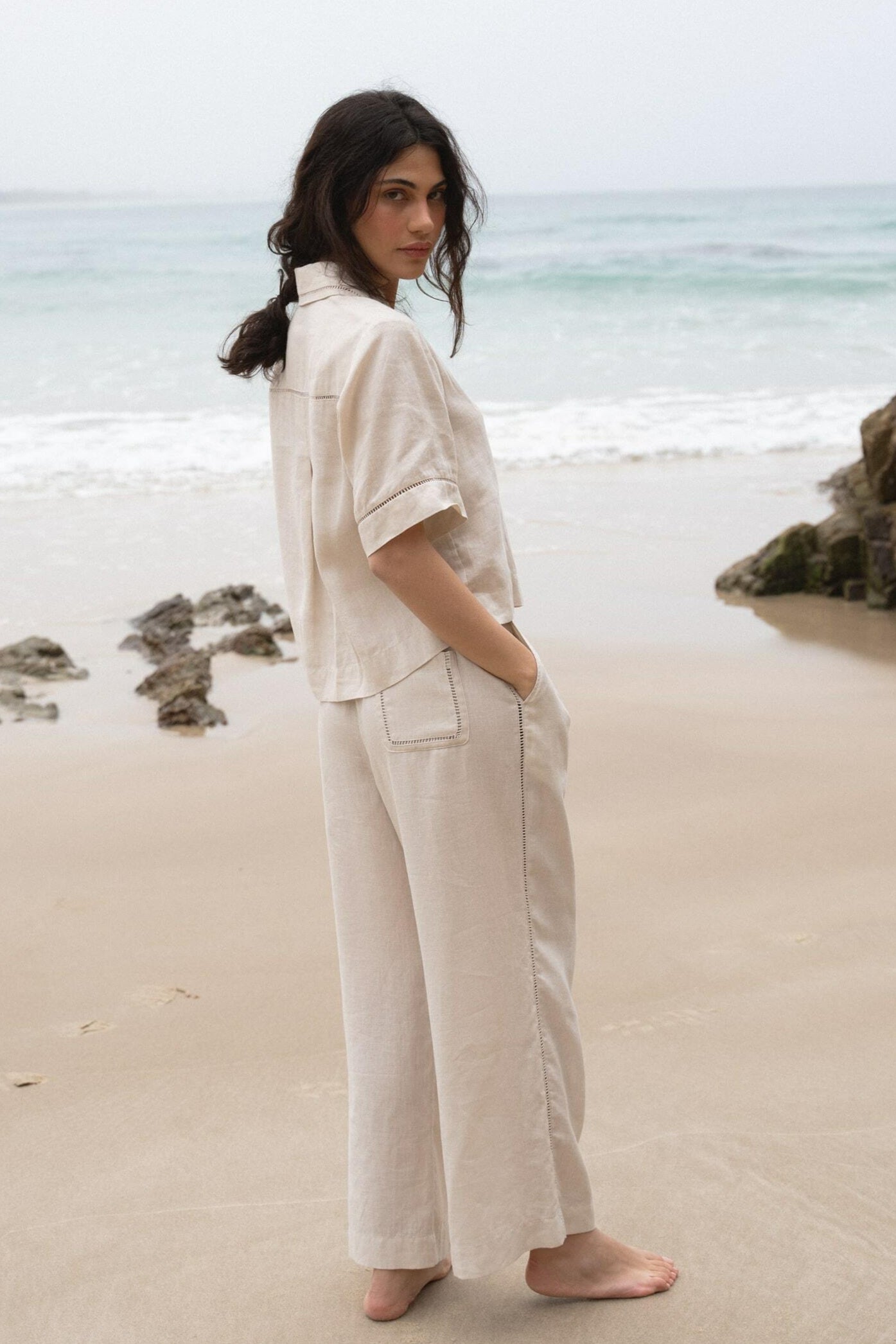 RIKA CHALK LINEN PANTS