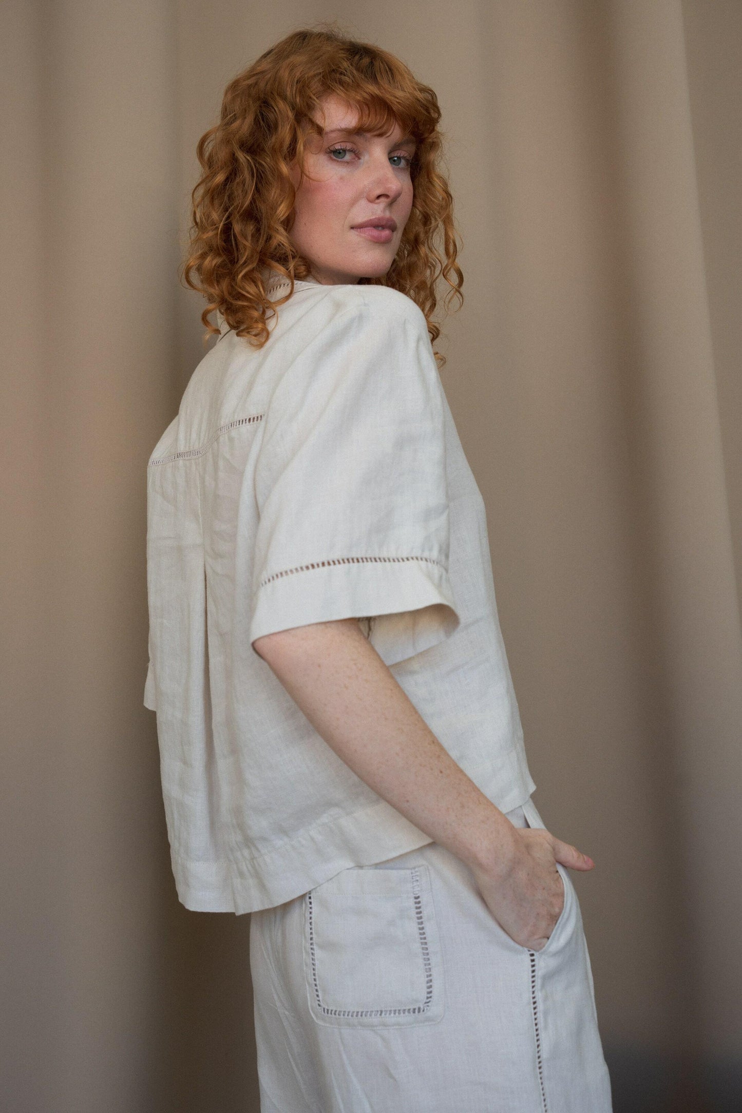 QUINN CHALK LINEN SHIRT