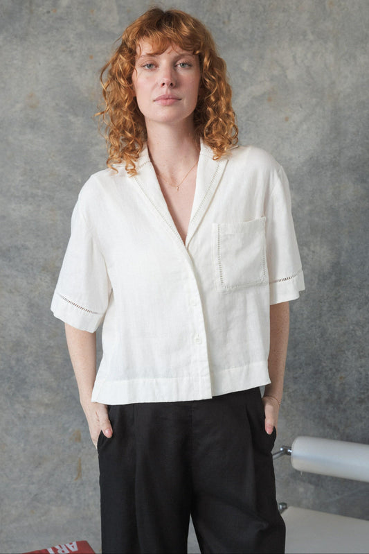 QUINN IVORY LINEN SHIRT