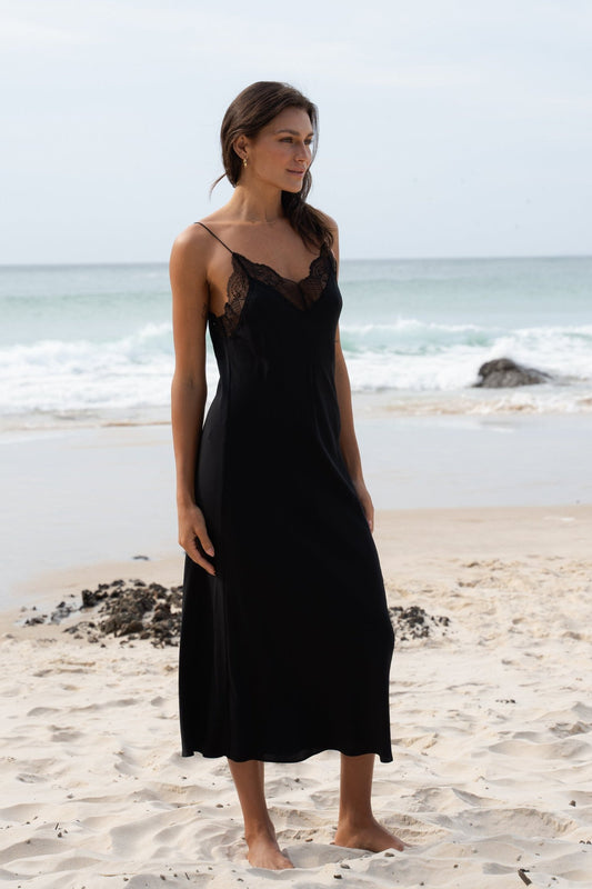 FREYA BLACK SILK SLIP