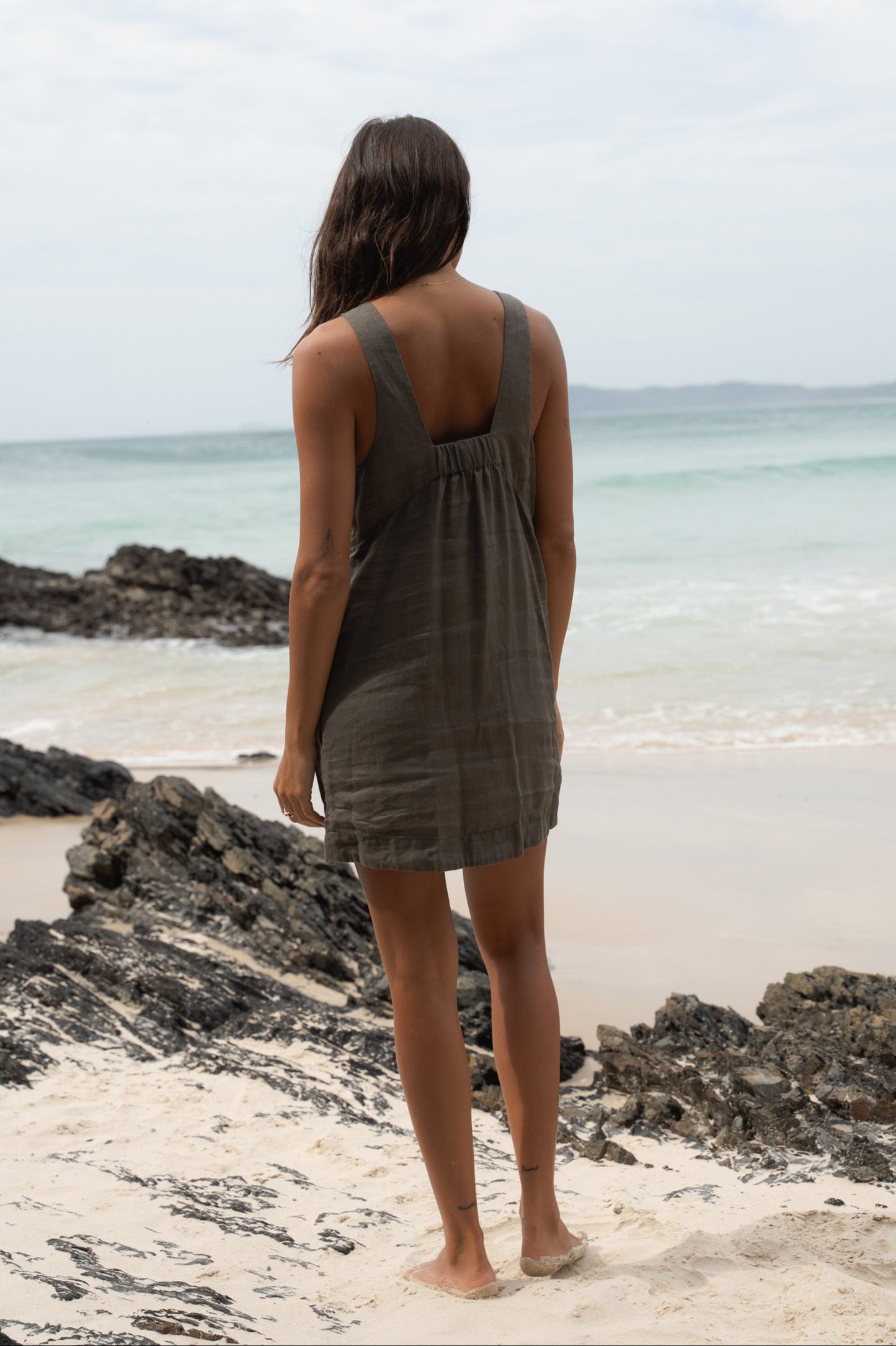 ISLA KHAKI LINEN DRESS