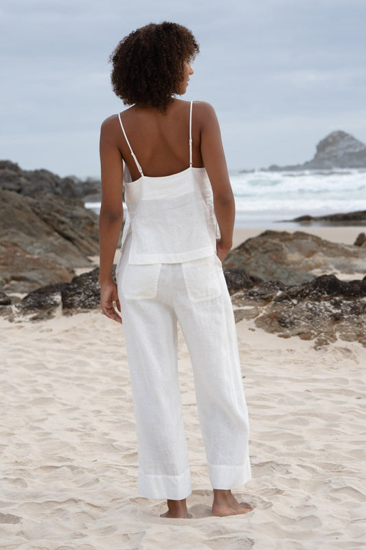 IVY IVORY LINEN CROP PANTS