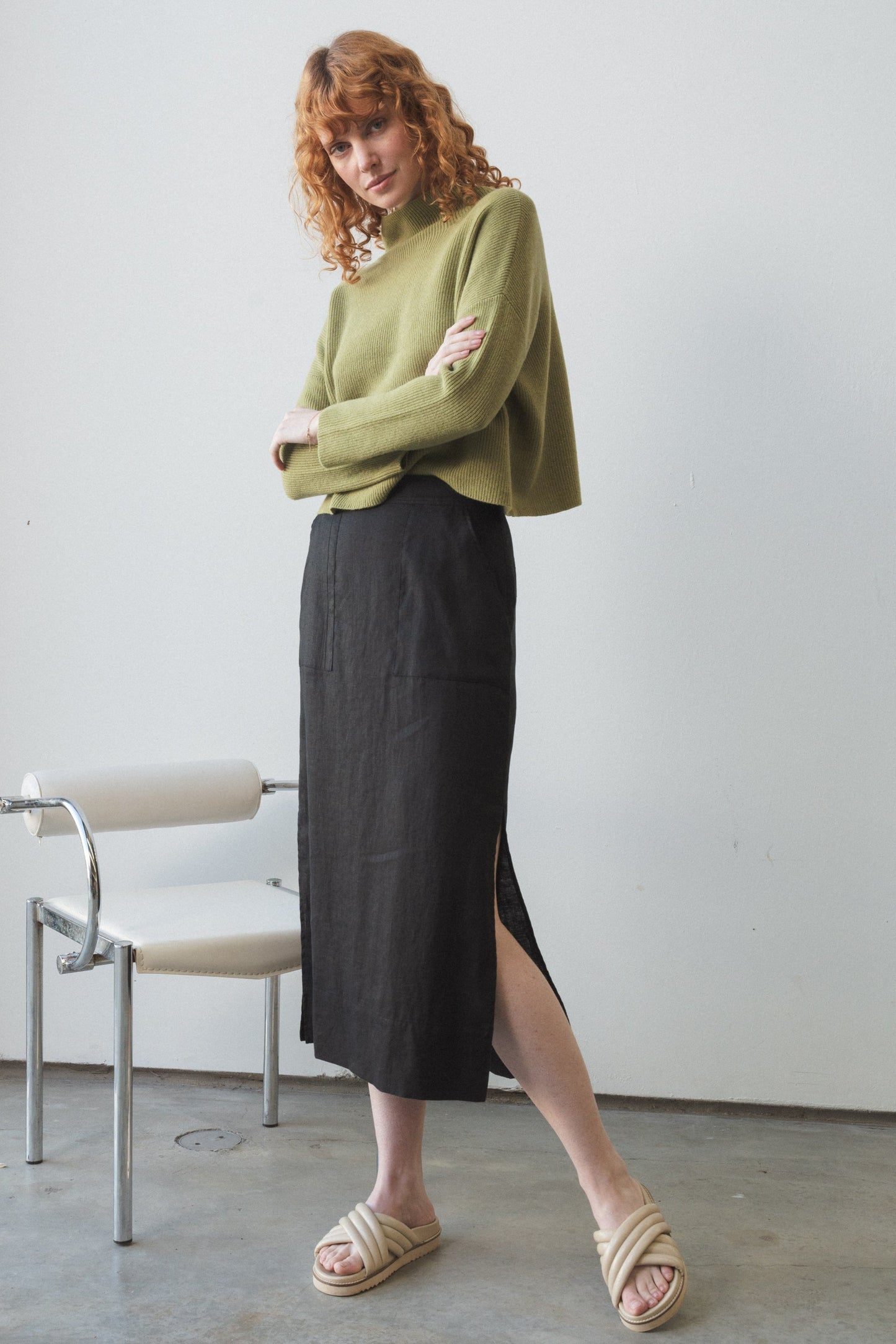 NADI BLACK LINEN SKIRT