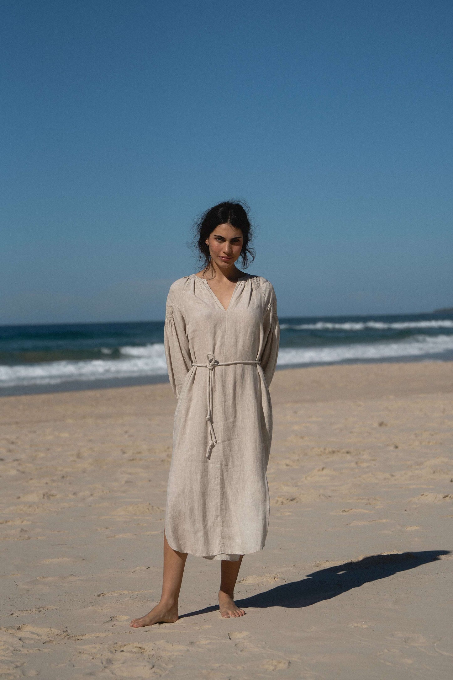 SKYLAR OATMEAL LINEN DRESS