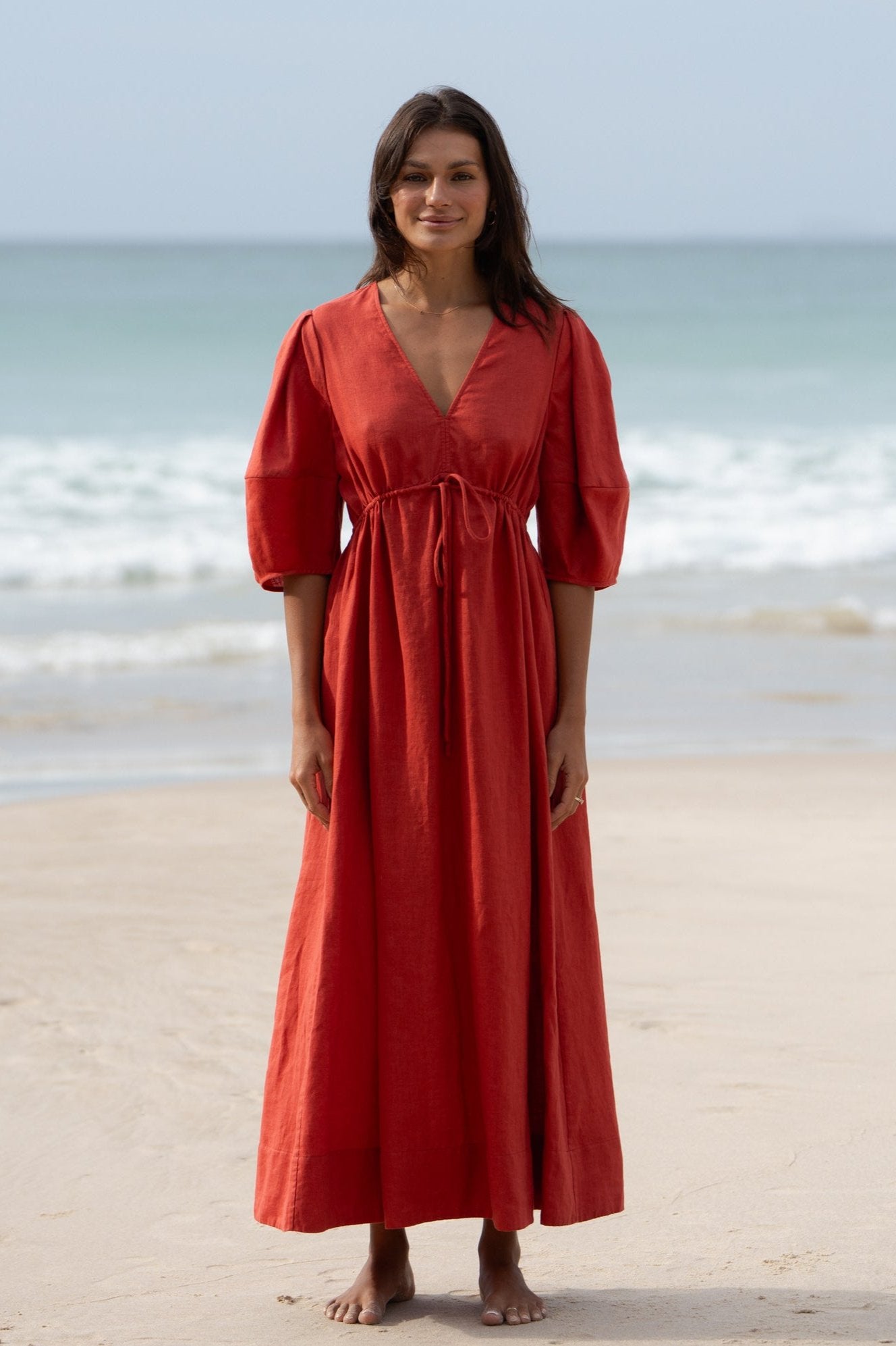 VIDA HIBISCUS LINEN DRESS