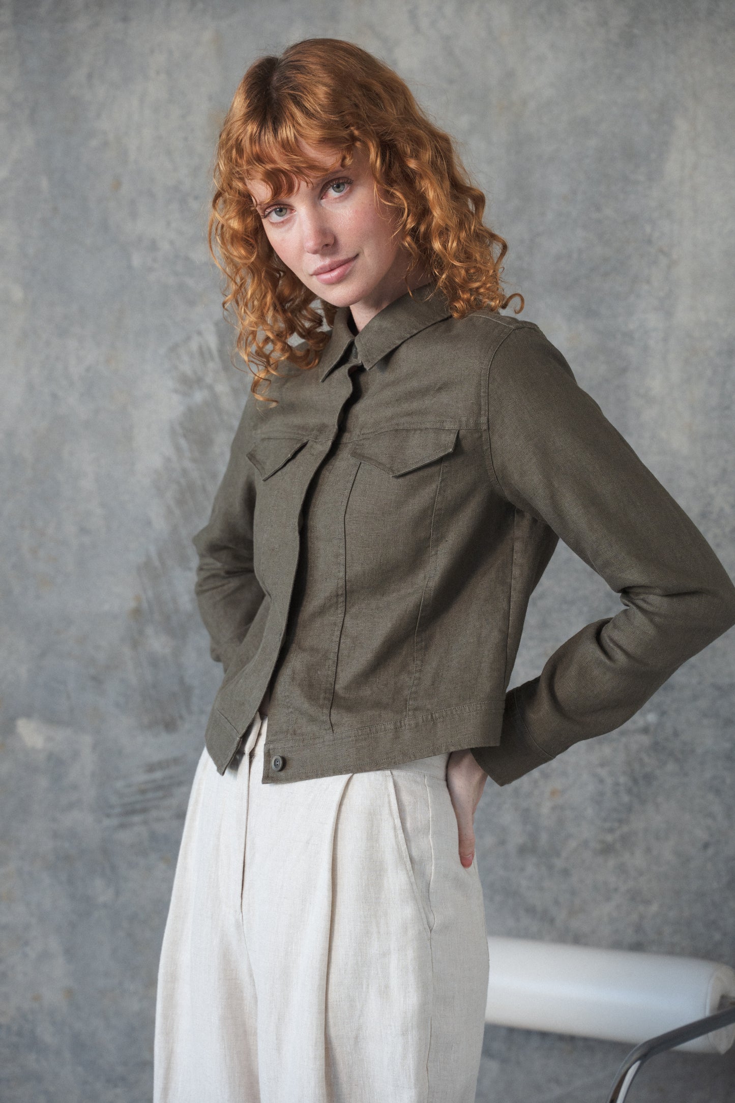 MILLY KHAKI LINEN JACKET