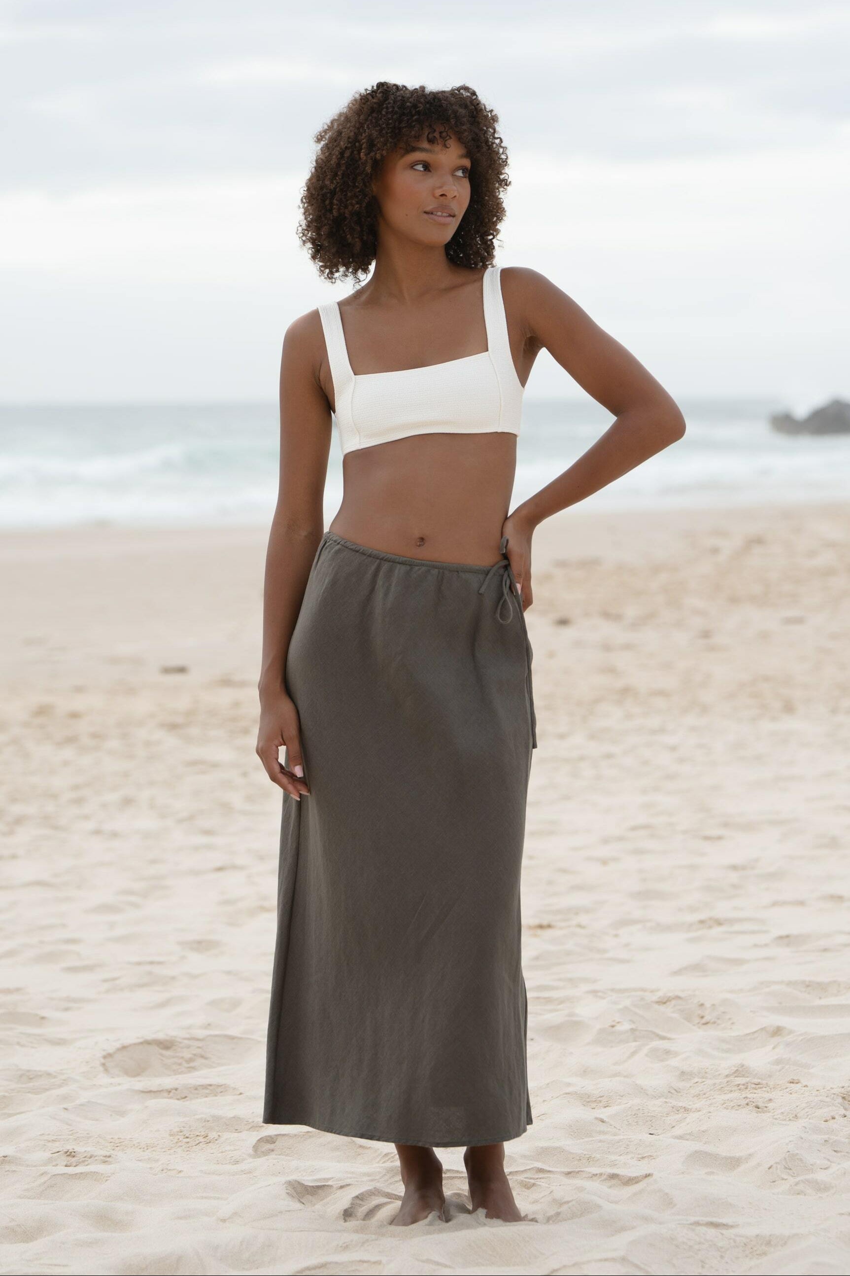 Beach skirt khaki best sale