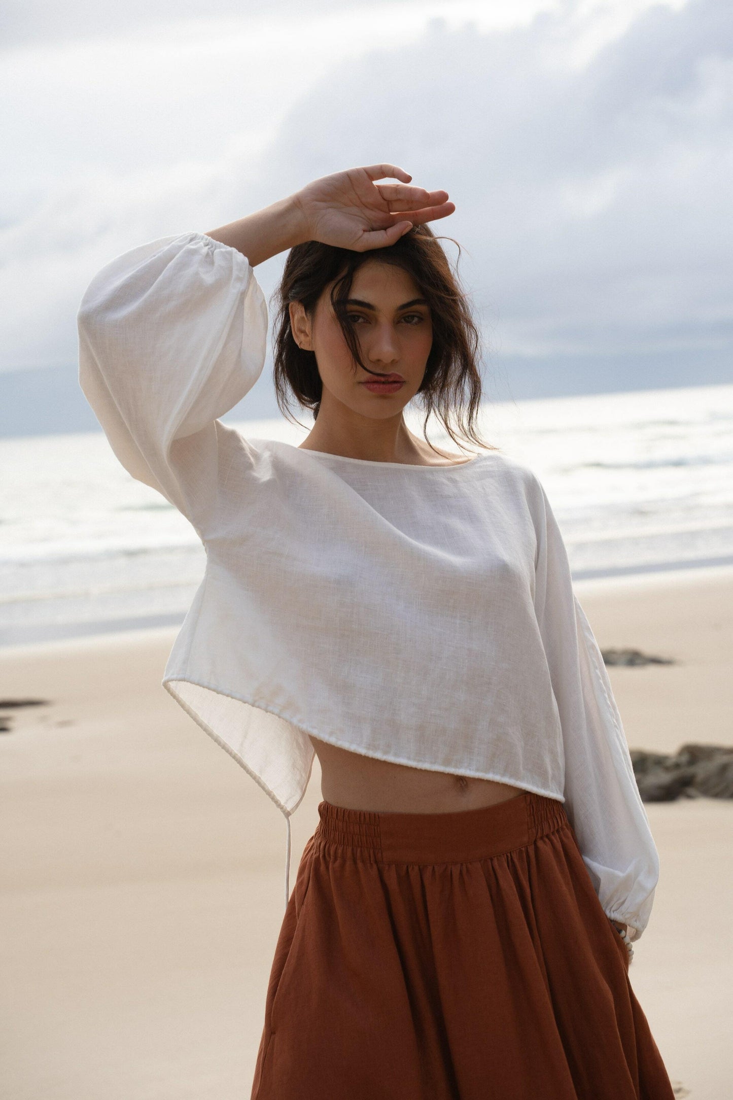 LOUISA IVORY LINEN TOP