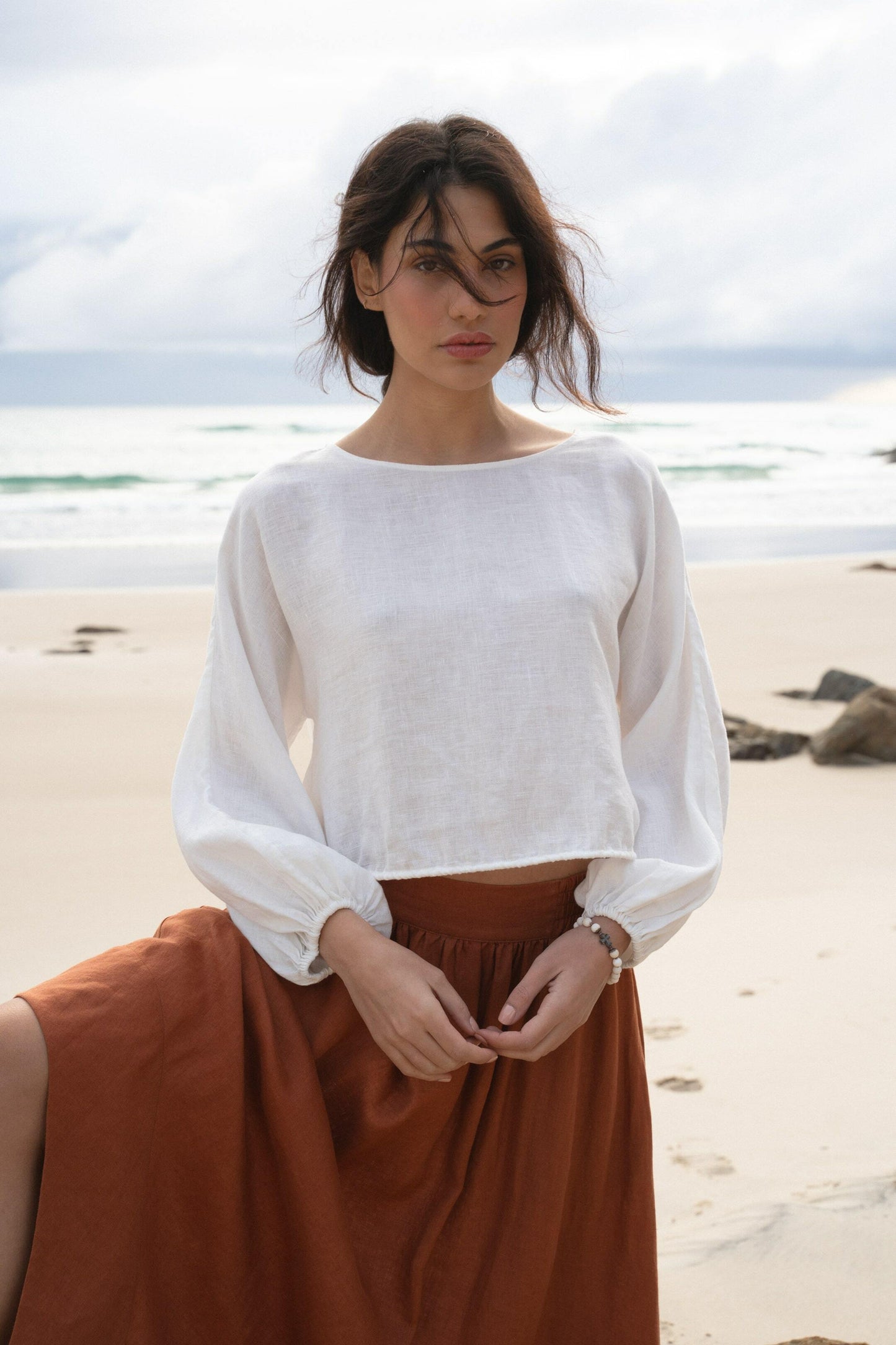 LOUISA IVORY LINEN TOP