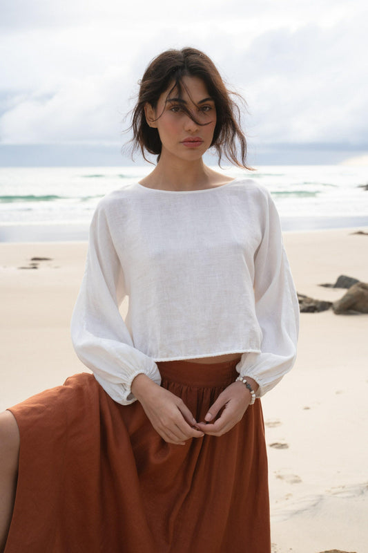 LOUISA IVORY LINEN TOP