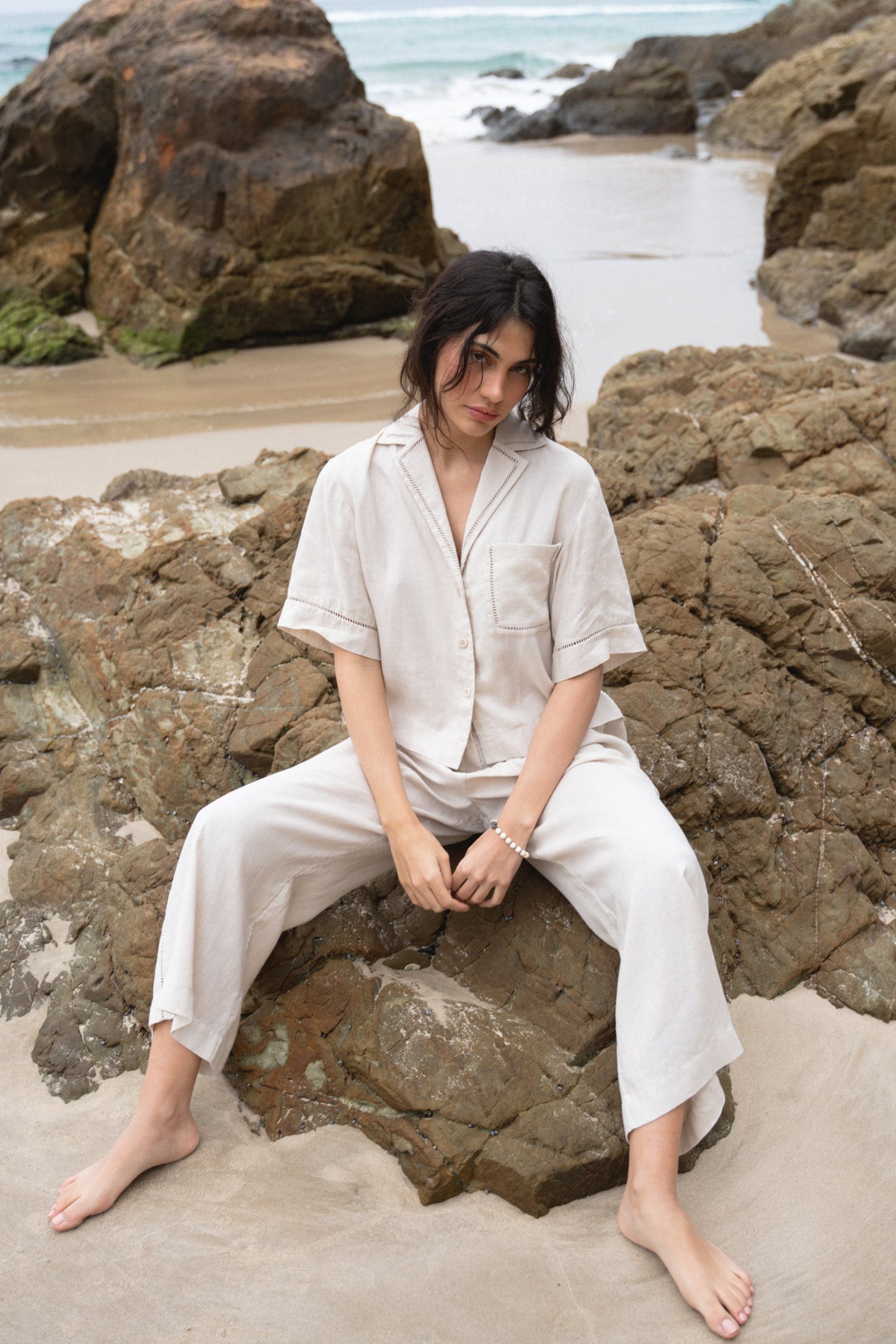 RIKA CHALK LINEN PANTS