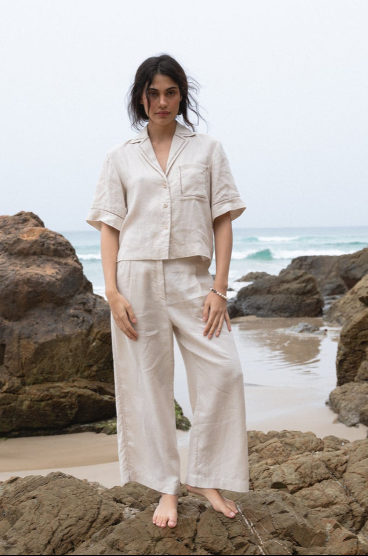 RIKA CHALK LINEN PANTS