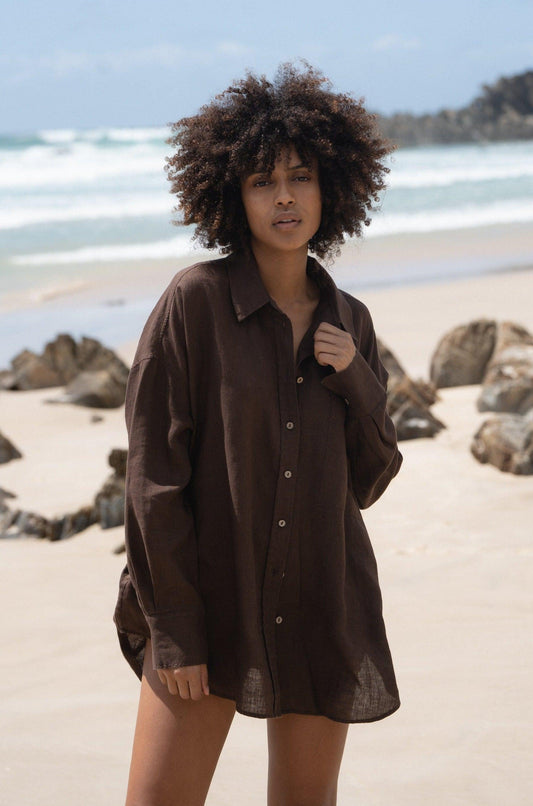 KIRRA CHOCOLATE LINEN SHIRT