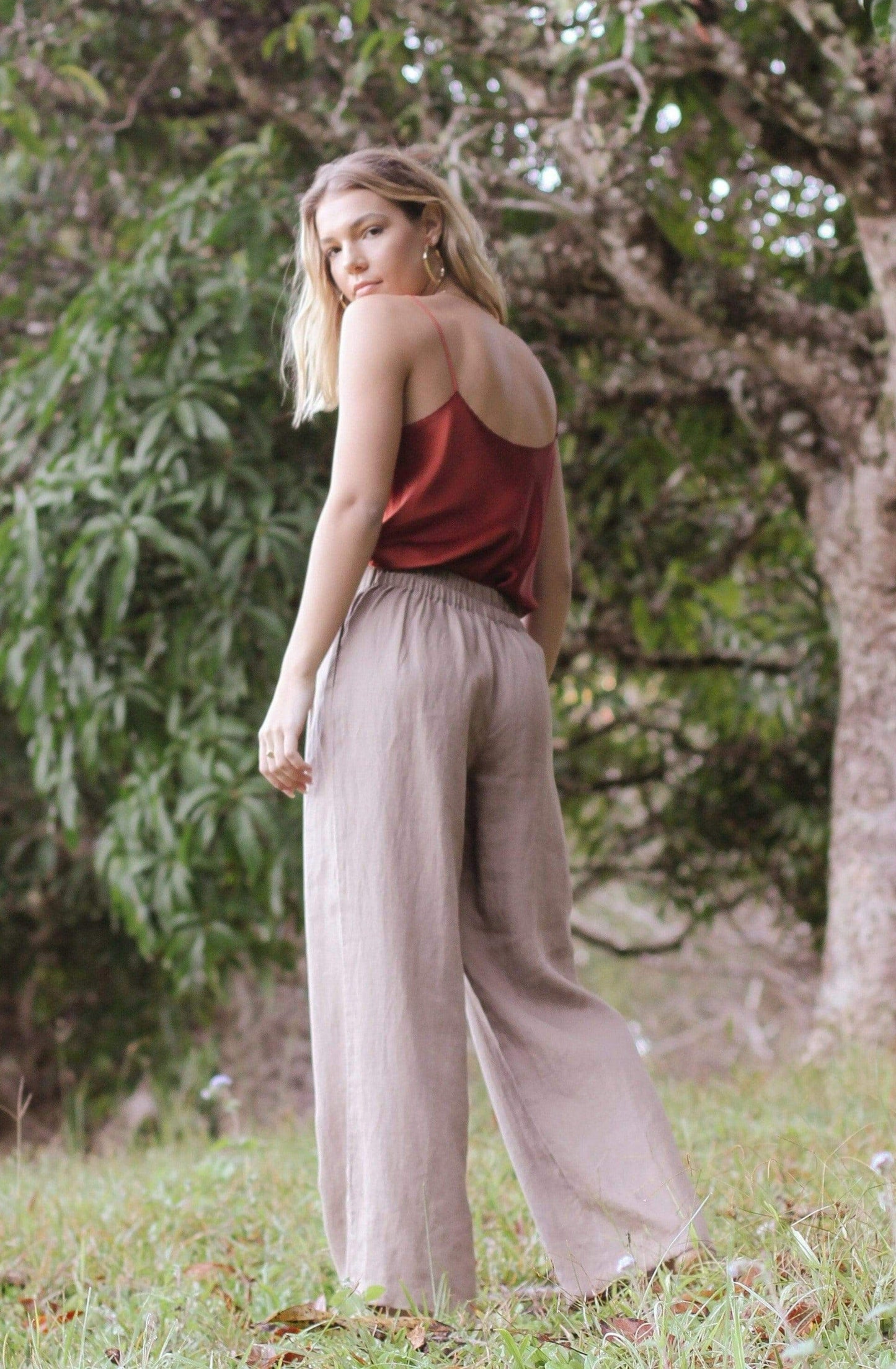 Lilly Pilly Collection 100% organic linen Olivia Pants in Earth
