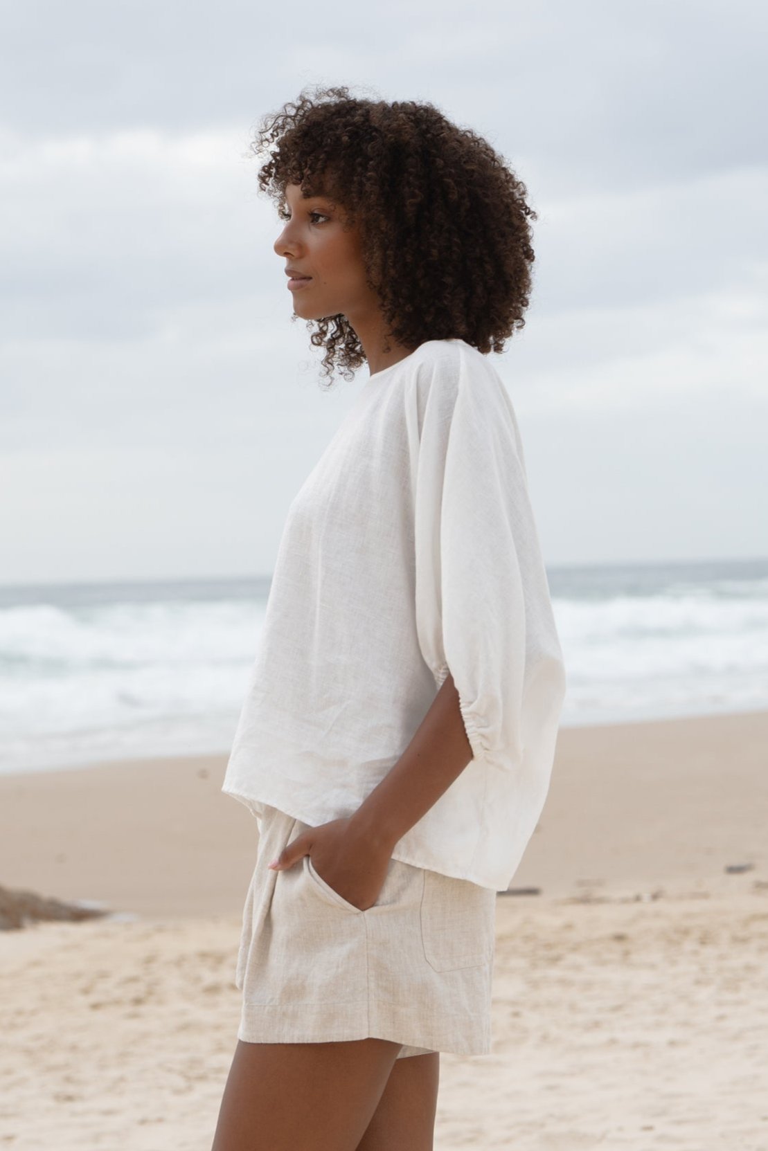 TINA IVORY LINEN TOP