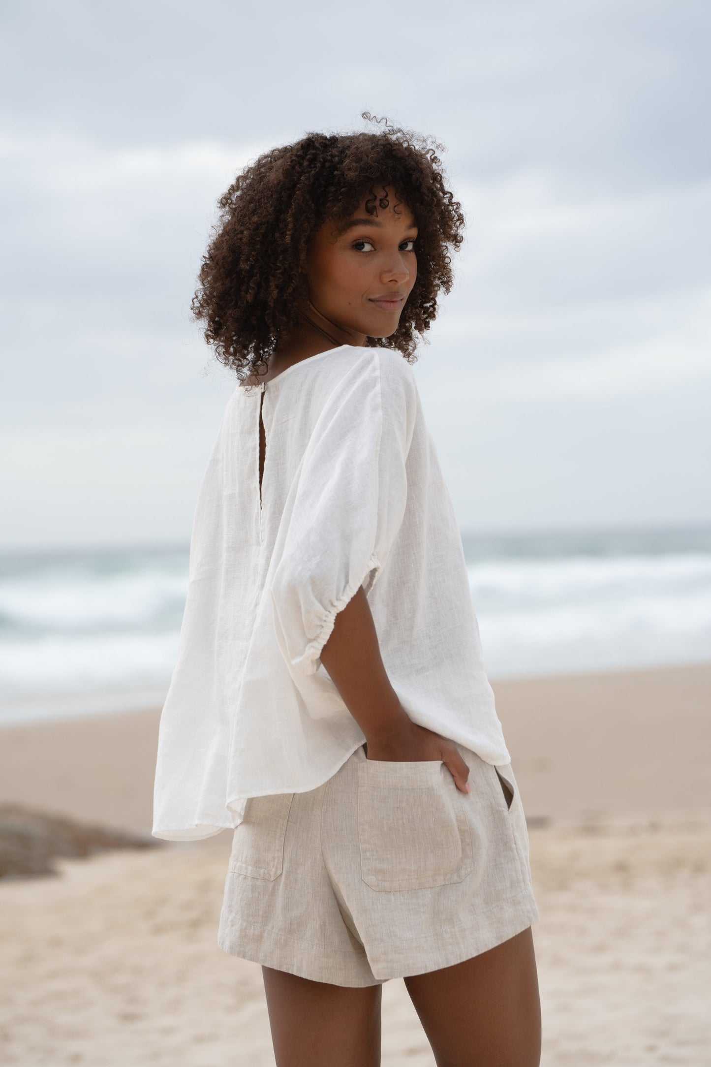 TINA IVORY LINEN TOP