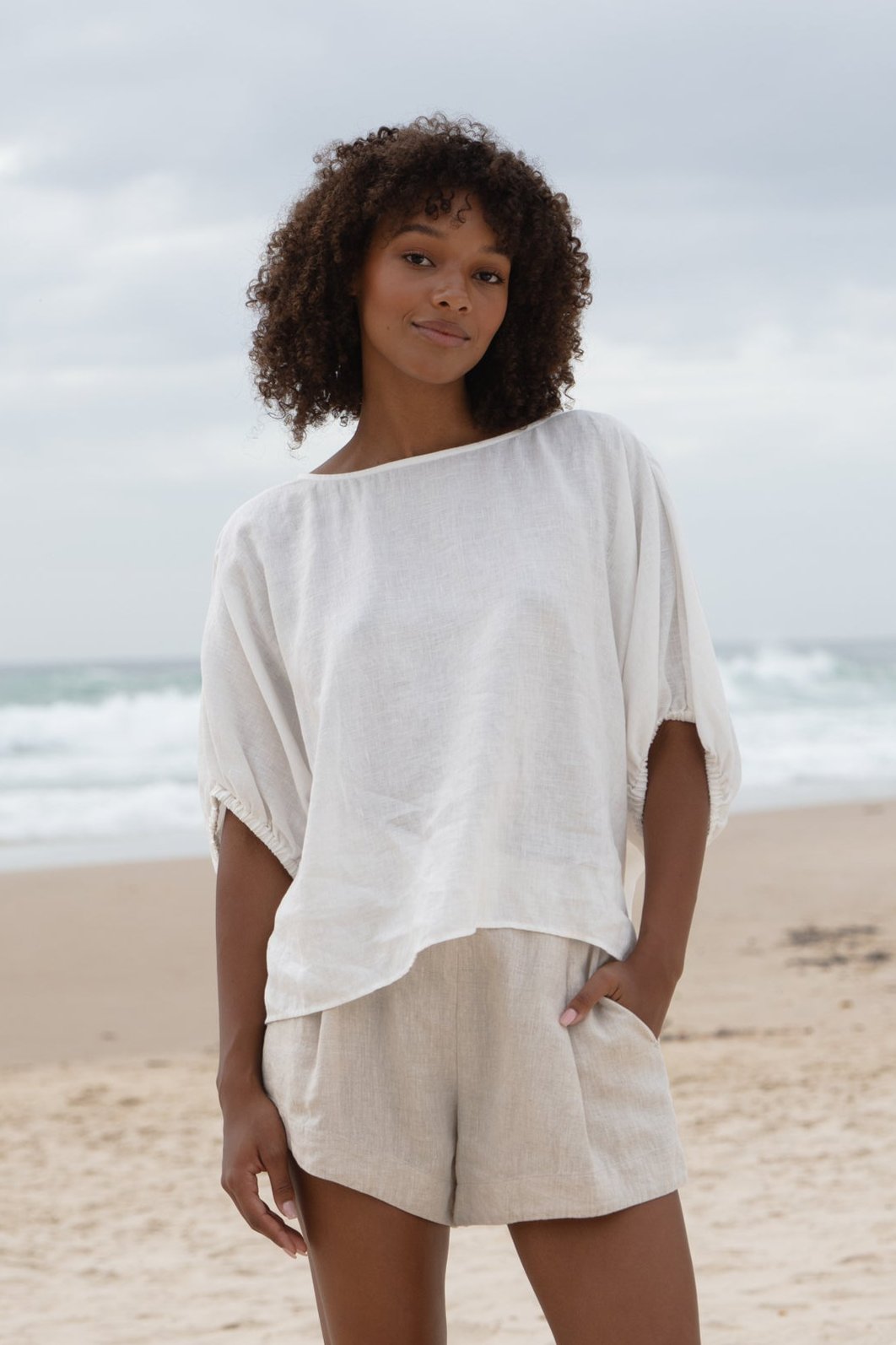 TINA IVORY LINEN TOP